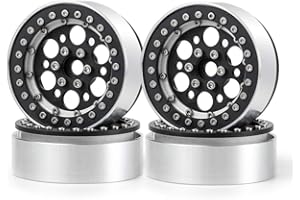 XUNJIAJIE ZuoLan 4 Stück 2.2 Zoll RC Felge Felgenringe Beadlock Felgen für 1/10th RC Crawler Wraith SCX10 RC Modell-Auto (Schwarz)