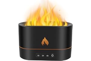 Dyfuzor Zapachowy z Efektem Płomienia, Teklemon 250 ml Dyfuzory Olejków Eterycznych z Płomieniem, Ultradźwiękowy Nawilżacz do Aromaterapii USB z 3 Timera I Bezwodną Ochroną Automatycznego Wyłączania