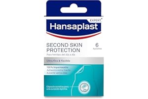 Hansaplast Second Skin Protection Apósito Avanzado, Apósito impermeable, ultrafino y flexible, Fuerte adhesión, Para aliviar el dolor y curar heridas, 6 uds.