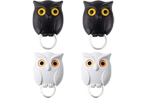 Oenothera 4 Pieces Owl Key Holder for Wall, Auto Open Close Eyes Owl Key Holder, Wall Mounted Keychain Holder, for Wall Hanging Keys & Decoration