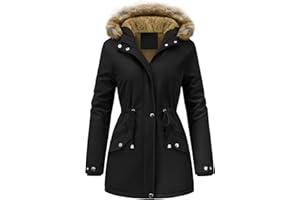 UMIPUBO Manteau Femme Hiver Parka Manteaux Imperméable Chaud Veste à Capuche Polaire Doublure Blouson avec Zippé Longue Outercoat