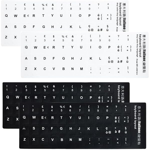 Adesivi Per Tastiera Tedesca - 8 Fogli Con Lettere, Bianco/Nero E Nero/Bianco - Foto 4
