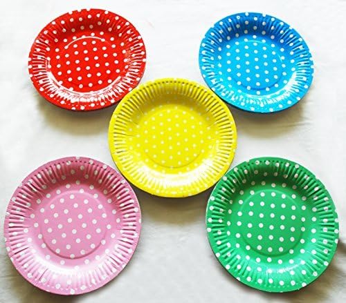 ReaLegend 50 Count 7-Inch Colored Spot Round Theme Party Cake Dessert Papper Plates - Multi Spot