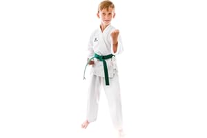 Supera Kinder Karate Anzug weiß - Karateanzug mit weißem Gürtel - 3 Teiliger Karate Gi mit Karatehose, Jacke und Karate Gürtel.