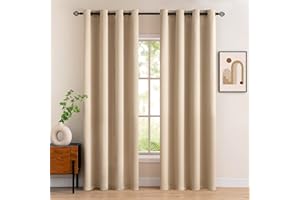 MIULEE Cortinas Salon Opacas 2 Piezas, Beige Cortinas Dormitorio Modernas Cortinas Anti Luz, Habitacion Cortinas Termicas Aislantes Frio y Calor, Fuerte y Suave Ventana Cortinas, 140x260 CM