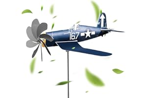 GENIKEER Airplane Wind Spinner Metal, Aeroplane Shaped Wind Catchers, Unique Stainless Steel Aircraft Windmill, Superfortress Aircraft Wind Vane, Airplane Wind Catchers Garden Ornament Garden Windmill