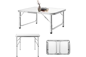 EFAN Portable Folding Camping Table 75x55x33/70cm Garden Table Side Table Foldable Picnic Table Outdoor Adjustable Height Water Resistant Laminate Top Tent Table