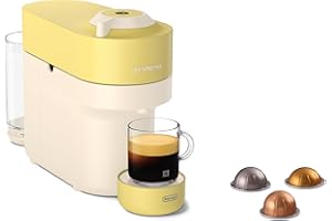 De'Longhi Nespresso Vertuo Pop ENV90.LE, Máquina de Café de Cápsulas con Tecnología Centrifusion, 4 Tamaños de Taza, Incluye Set de Bienvenida con 12 Cápsulas, 1260W, Pastel Yellow