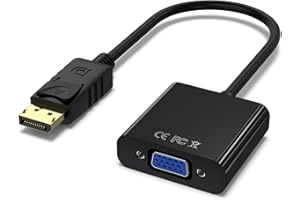 Vancle Adaptador DisplayPort a VGA, Unidireccional Convertidor DP Macho a VGA Hembra, Conversor Video Full HD 1080P 60Hz para HDTV, PC Monitor, Proyector, Televisión (Negro)