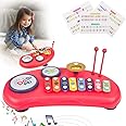 UKR 8 Note Xylophone Big Toy Musical Instruments Drum Educational Musical Light Learning for Toddlers (Red)