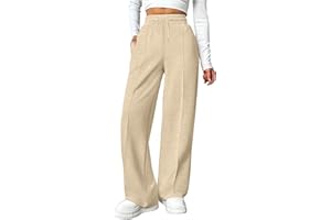 YUGHGH Pantalon Jogging Femme Pantalon de Sport Femme Taille Haute Pantalon Large de Survêtement Femme avec Poches Pantalons de Chaud Décontractés Femme Couleur Unie Sweatpants Hiver pour Fitness