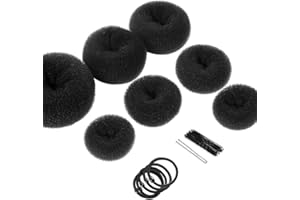 Teenitor 7 Hair Bun Makers Set, Black Buns Shaper Hair Styling Accessories Kit with 5 Bands & 20 Bun Pins, Donut Ring Style Chignon Bun Maker for Ballet Dance(2 Small 2 Medium 2 Large 1 Extra-large)