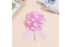 Chexin 6 Stück Große Geschenk Schleife mit Geschenkband, Ziehschleife ø 18cm, Geschenkschleife zum Basteln und Verpacken, Dekoschleifen für Hochzeit,Geburtstag & Weihnachten (Rosa)