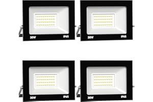 Royana 4pcs 30W 3000LM Projecteur LED Extérieur 3000K Blanc Chaud Spot LED Extérieur IP65 Etanche Projecteur LED pour Terrasse Jardin Parc Garage Cour Entrée