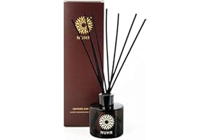 NUHR Home Reed Diffuser Scented Oil Leather & Oud Diffusers with Sticks for Home Multi Note Fragrance - Long Lasting Aroma Perfect Reed Diffuser, Minimum of 4 Months, UK-Made- Gift Set 100ml