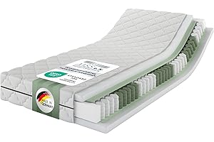 ‎MSS E.K. MSS e.K. Medic Taschenfederkernmatratze 90x200 x 20 cm (Kernhöhe 19 cm), 7-Zonen Federkernmatratze mit Komfortschaum und Microfaser-Bezug, Matratze für Kinder und Erwachsene, Härtegrad H4