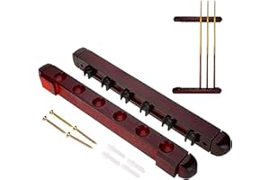 HNJKJEU Portastecche da Parete, Legno Porta Stecche Biliardo, Porta Stecche da Biliardo per 6 Stecche,Snooker Appendere Rack Supporto,Snooker Accessori per Scuole, Case, Club (rosso vino)