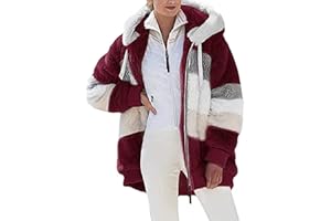 SUSENSTONE Veste Polaire Femme Fille Chaude Sweats Manteau à Capuche Zippé Laine épais Blousons Fourrure Hooded Coat Manche Longue Cardigan Casual Bloc de Couleur Mode Hiver Outerwear