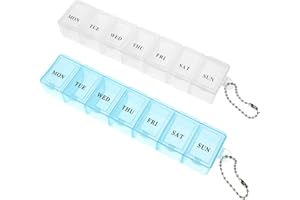 Aster Tygodniowy (7-dniowy) organizer na tabletki, duży organizer na leki, podróżny pojemnik na tabletki z przezroczystą pokrywką na witaminy, oleje rybne lub suplementy, duże przegródki, 2 szt.,