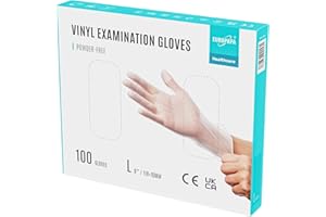 EUROPAPA® - Lot de 100 gants jetables en vinyle sans latex et non poudrés - Taille S, M, L et XL (Transparent, L)