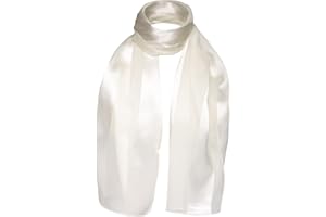 Basic Sense Shiny Satin Scarf Lightweight Silky Chiffon Solid Plain Strip Neck Scarves
