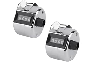 CERIOLL Contador Manual Mecanico, Metálico Contador De 4 Dígitos, Contador Manual De 4 Dígitos, 2 Piezas Contador De Clicker De Mano, Contador De Clicker De 4 Dígitos, Para Golf,Deporte,Entrenador,Escuela
