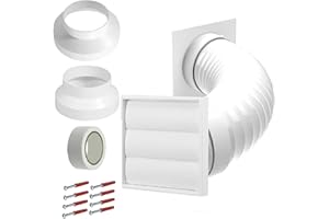 SPARES2GO Universal Cooker Hood External Vent Kit 4" 5" 6" 100mm 125mm 150mm Exterior Wall Duct Set (White)