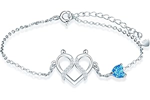 MicLee Bracelet Constellation en Argent 925 pour Femme Elégant Bracelet Zircons avec Chaîne Réglable Fashion Bracelet de Zodiaque avec Zircon Bleu de Cœur pour Fille