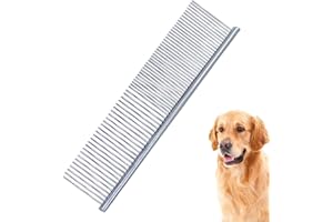 RAMGLYO Pettine animali toelettatura acciaio inox denti arrotondati per cani gatti taglia grande, media, piccola pelo corto/lungo aggrovigliato (19x3,5cm)