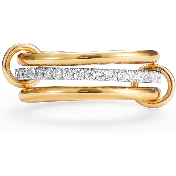 TINGN Gouden ringen voor vrouwen 14K goudkleurig geplateerde in elkaar grijpende stapelbare ringen sierlijke CZ gemengde duimring stijlvol niet-verkleurend multi statement ring sieraden cadeau voor