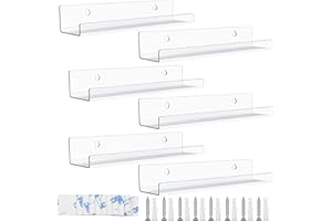 Hyakoz 6 Paquete Transparente Estanteria Vinilos Discos Pared en Forma de U Estante de Discos de Vinilo de Acrílico para Exhibición Colección y Decoración de Discos de Escucha