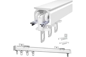 V3VOGUE Robusto Binario Per Tende Da Esterno Bastone Binario A Soffitto In Alluminio, Bastoni Binari Per Tende 50 100 200 350 400cm Per Finestre E Tende Divisorie(White,230cm/7.5ft)