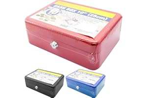 Homespired® Heavy Duty Steel Tin Cash Box Money Box - Locking Petty Cash Safe with Removable Coin Tray - Portable Cash Storage Box - Ideal for market Stalls, Stands, Home etc (10" (25cm))