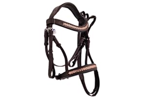 TYSONS BREECHES Trense Reitzaum Rosl Braun Strass Glitzer Stirn u Nasenriemen Englisch Minishetty Mini Shetty Tysons Rosegold Silberfarben