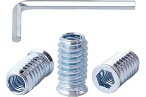 QANCEN 20 Pièces Insert Fileté Bois M8x25mm, Douille Filetée Visser Écrous à Bois Manchons a Visse Vis Tête, Inserts D'écrou pour Meubles