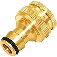 Huaneng Impeller Brass Garden Hose Tap Connector 1/2" and 3/4" 2-in-1 Female Threaded Faucet Nozzle Quick Connect with1/2" to 3/4" Adapter