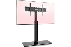 AOKCOS Soporte de TV Inclinable para 43-85 Pulgadas, Soporte TV Pie Suelo Giratorio Altura Ajustable, máx VESA 600x400mm 50kg Nero