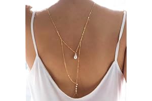 Atentuyi Capas De Cristal De La Cadena Del Cuerpo De Oro Collar De Perlas Colgantes De Diamantes De Imitación De La Boda Telón De Fondo Lariat Collar Cz Bikini Cadena Verano Boho Mujeres Y Las Niñas