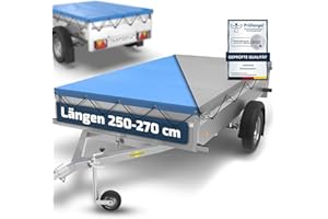 ‎TARPOFIX Tarpofix® Anhängerplane 258 x 136 cm mit Planenseil | PVC Flachplane | Humbaur Anhängerplane verstärkt für PKW Anhänger 1300 kg | Schutzplane für Anhänger max