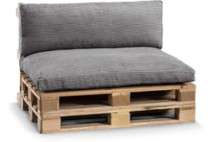 ‎GUTEKISSEN Gutekissen® Palettenkissen, Gartensofakissen, Sitzkissen, Rückenkissen, gefüllt mit Pulirethangranulateinlage, viele Farben und Größen PWL (Set (Sitzkissen 120x80 +Rückenlehne 120x40), Dunkelgrau)