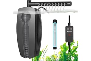 FEDOUR 600LPH Aquarium Filter U-V mit Timer, 8W einstellbare Aquarium-Filterpumpe, Unterwasser-Innenfilter für 30-180L Becken, mit biochemischer Baumwolle, Aktivkohle-Baumwolle, Keramikkugeln