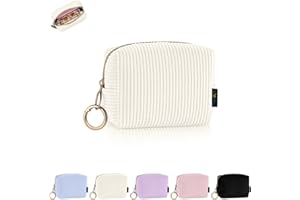 PLAYEXEN Mini Trousse Maquillage Femme en Velours Côtelé épais Pochette Maquillage Fille Sac de Rangement à Cosmétique Makeup Rouge à Levre Vernis à Ongles Idéal Cadeau Anniversaire Noël 11 * 5,5 * 8,5cm Beige