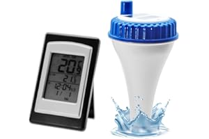 AMTAST Wireless Swimming Pool Thermometer Floating Pool Thermometer Spas Hot Tubs Aquarium Fish Ponds Water Temperature Tester with Solar Energy