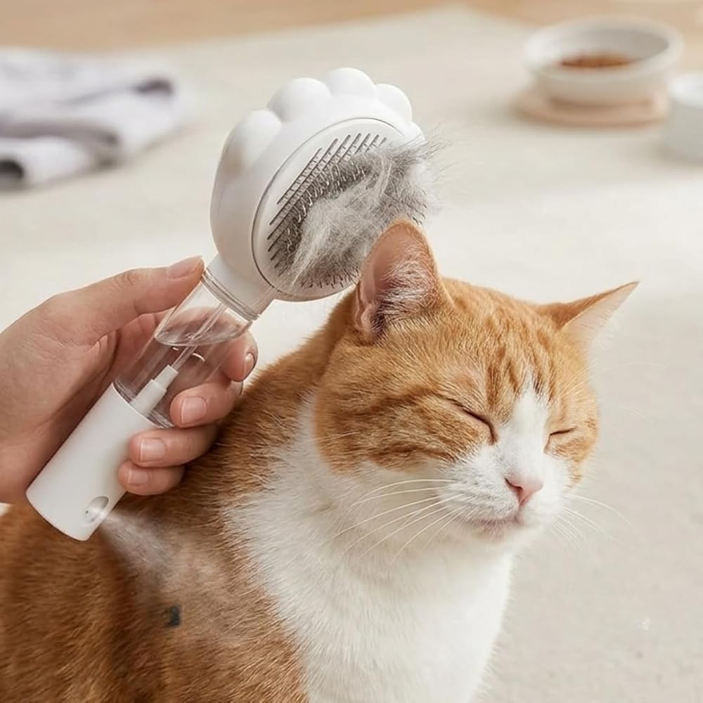 Jouis Kedi Köpek Spreyli Tarak Toplama Fırçası - Su Hazneli Kendinden Temizlemeli Tarak - Paslanmaz Çelik Uçlu - Masaj Etkili Evcil Hayvan Tarağı - Tüy Dökülme Karşıtı Fırça