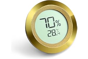 SLEGE Igrometro Termometro Digitale, Igrometro Digitale Termometro Regolabile, Umidità Calibrabile, Diametro 50 mm Rotondo in Lega di Zinco, Misuratore di Umidità per Humidor Sigari/Serra/Cantina