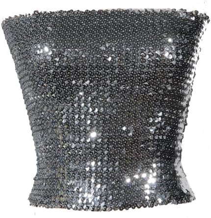 Versatile Metallic Sparkle All Over Sequined Glitter Stretch Boob Bandeau Tube Top Boob Disco Party Dancer Bodice/Hot Bodycon Mini Skirt Clubwear