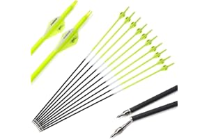 ‎SHARROW SHARROW 12 Stück Carbonpfeile 30 Zoll Bogenpfeile Pfeile für Bogen Spine 500 für Recurvebogen und Compoundbogen