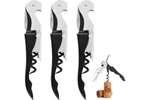 VEHMNTY 3 Stück Korkenzieher Kellner Flaschenöffner Wein Profi Sommelier Edelstahl Screwpull Weinöffner 3 in 1 Kellnermesser mit Folienschneider Weinflaschenöffner für Barkeeper, Sommelier, Bier, Wein öffner