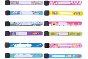 Clyhon Notfall-Armband für Kinder & Marker, 12 Stück Sicherheits ID Armband + Marker Anti verloren Notfallarmband Wasserdichtes Wiederverwendbares für Jungen Mädchen Kleinkind Baby