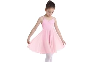 TiaoBug Enfant Fille Justaucorps de Gymnastique Tutu Robe Danse Ballet Robe Latine Patinage Mousseline Robe Sport Yoga sans Manche Combinaison Dancewear 2-14 Ans